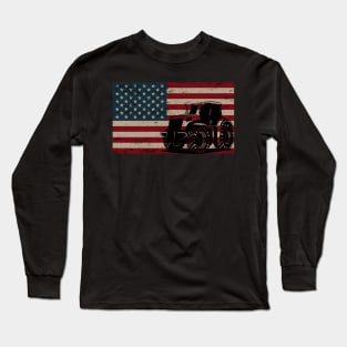 Tractor American Flag patriotic vintage farming Long Sleeve T-Shirt